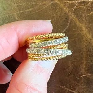 Stunning 14K Two-Toned Gold Layered Rope 1.05 Carat Diamond Ring Sz 8 🎗️